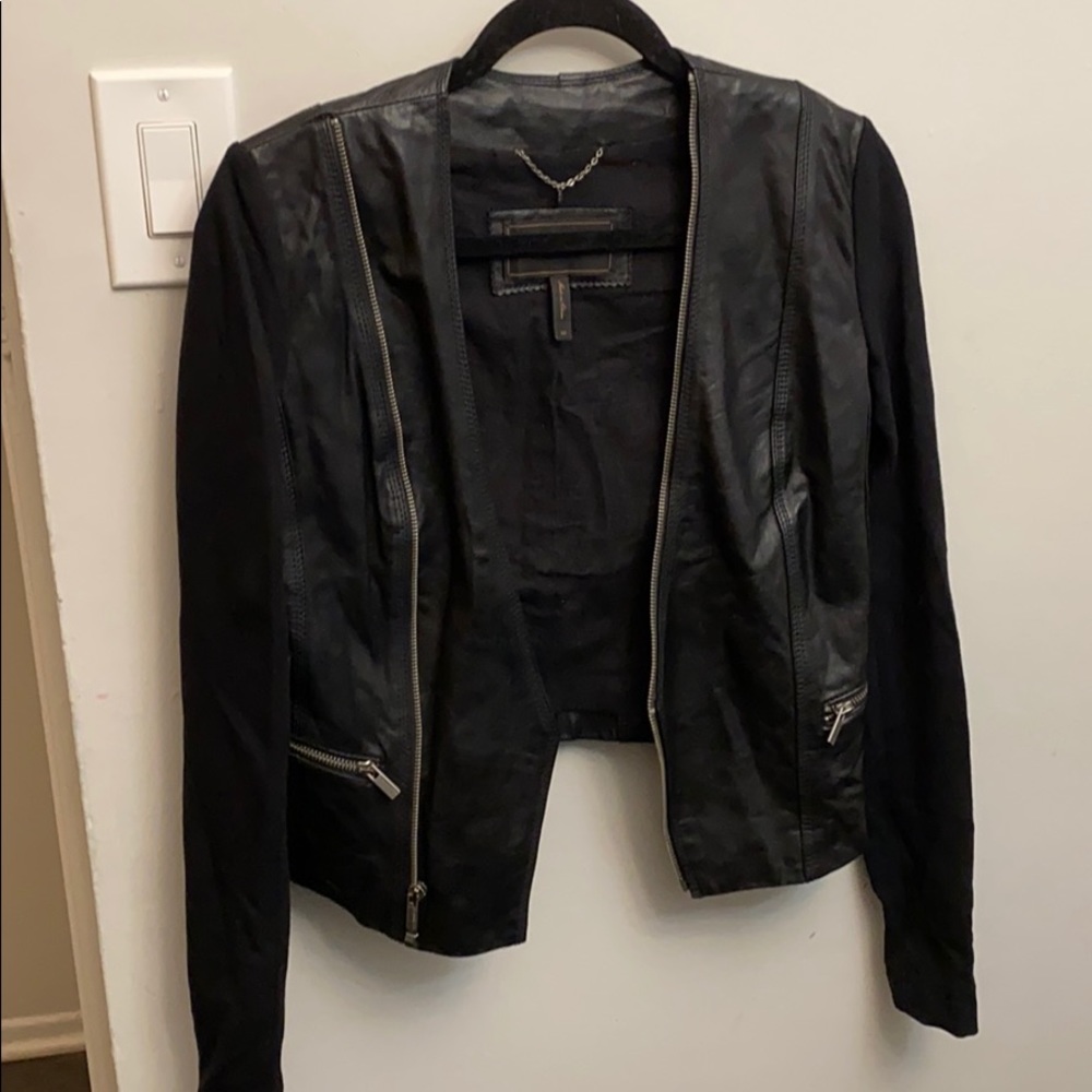 BCBGMAXAZRIA Leather Jacket black Zip Jacket XS